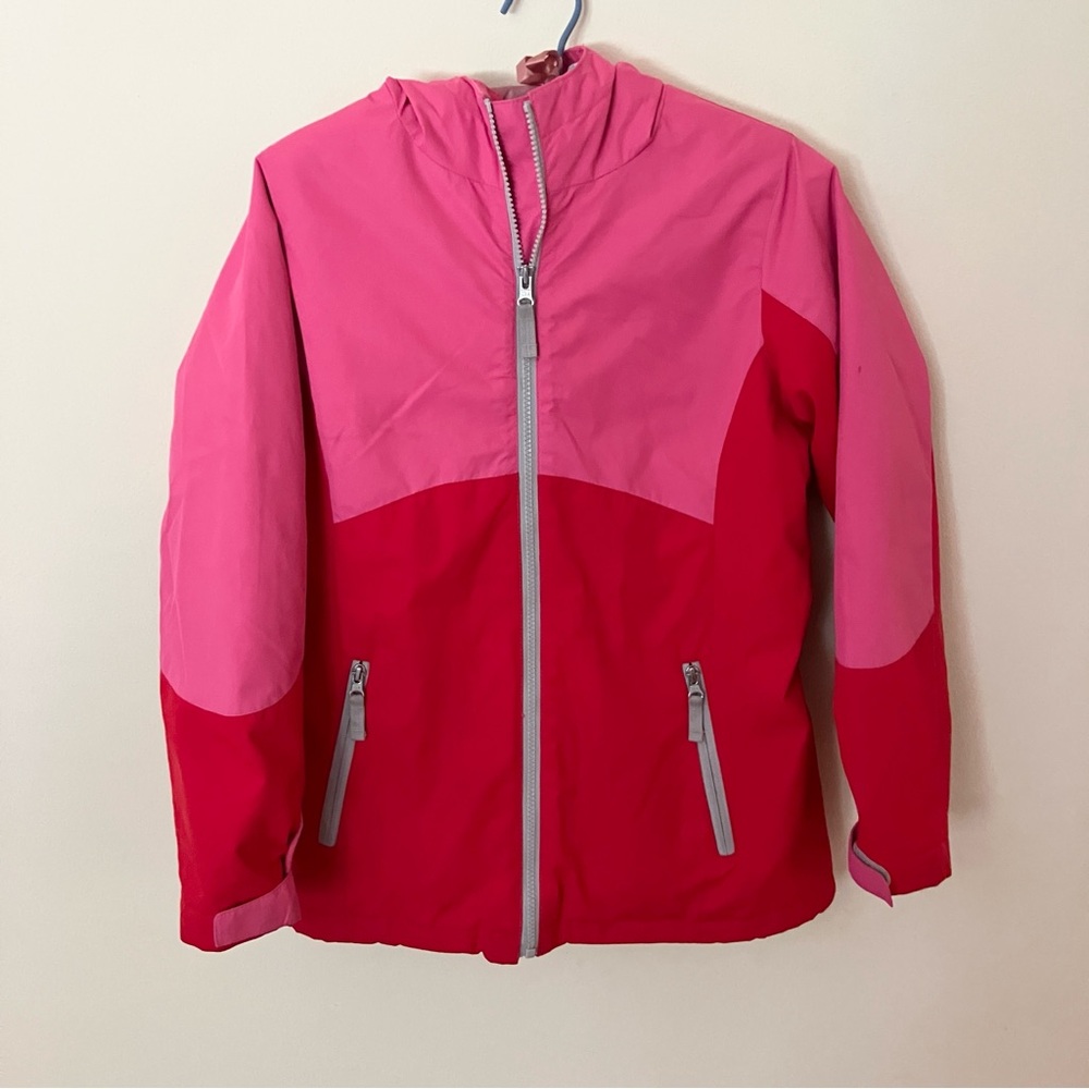 Lands' End Two-Tone Pink Girls' Hooded Rain Jacket